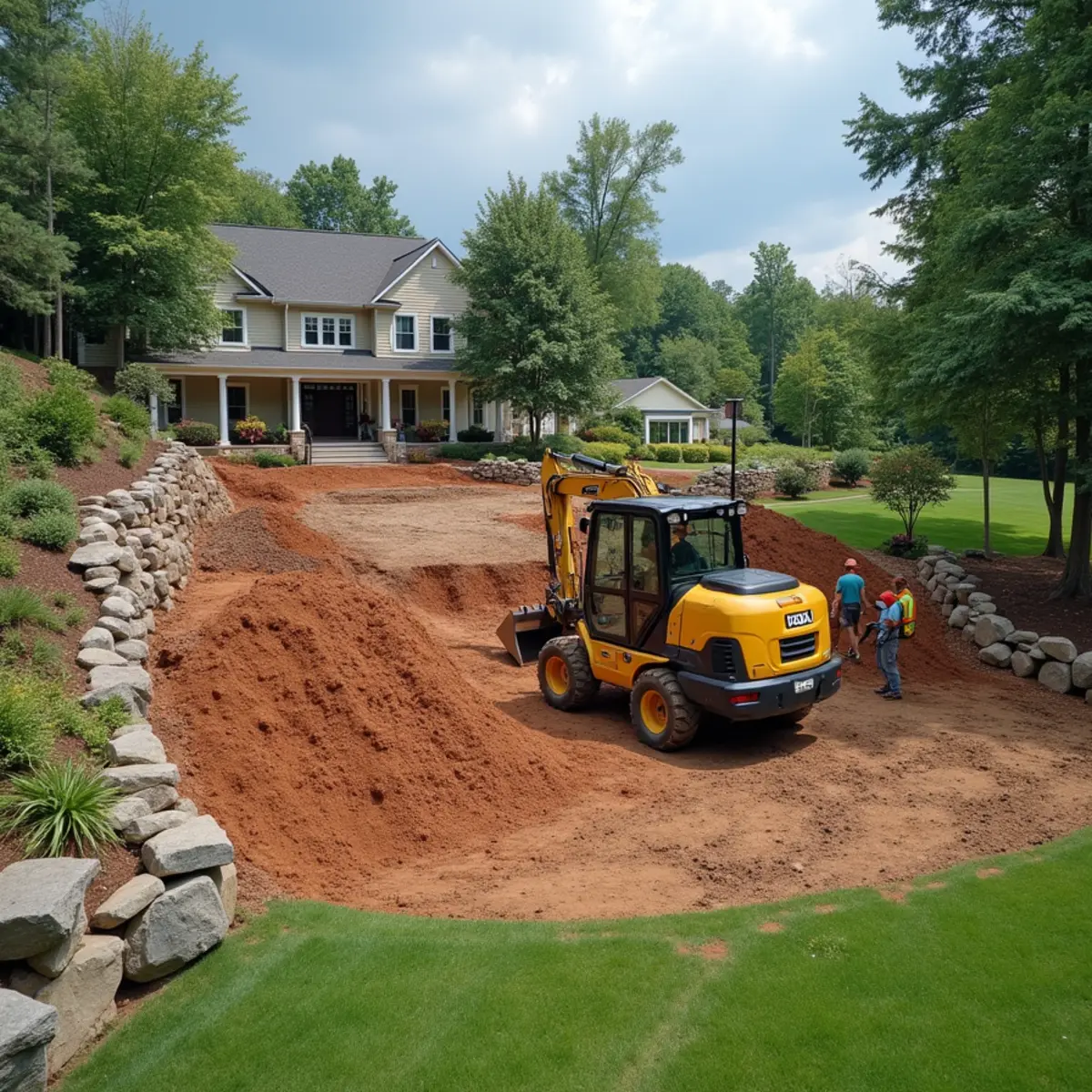 Kipps Kustom Landscapes crew working on a mountain estate in Clarkesville, GA