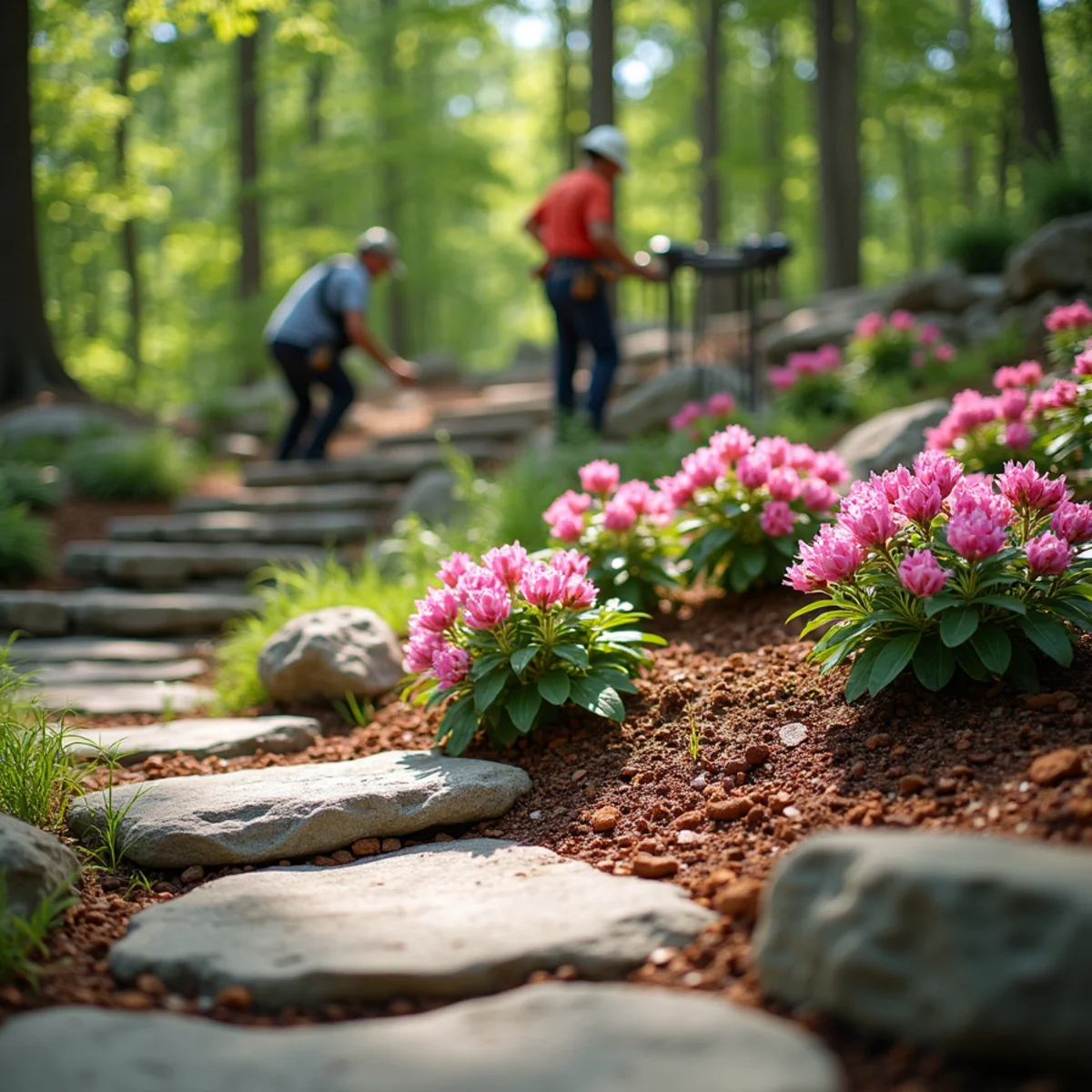 Native mountain rhododendron and azalea plantings in North Georgia