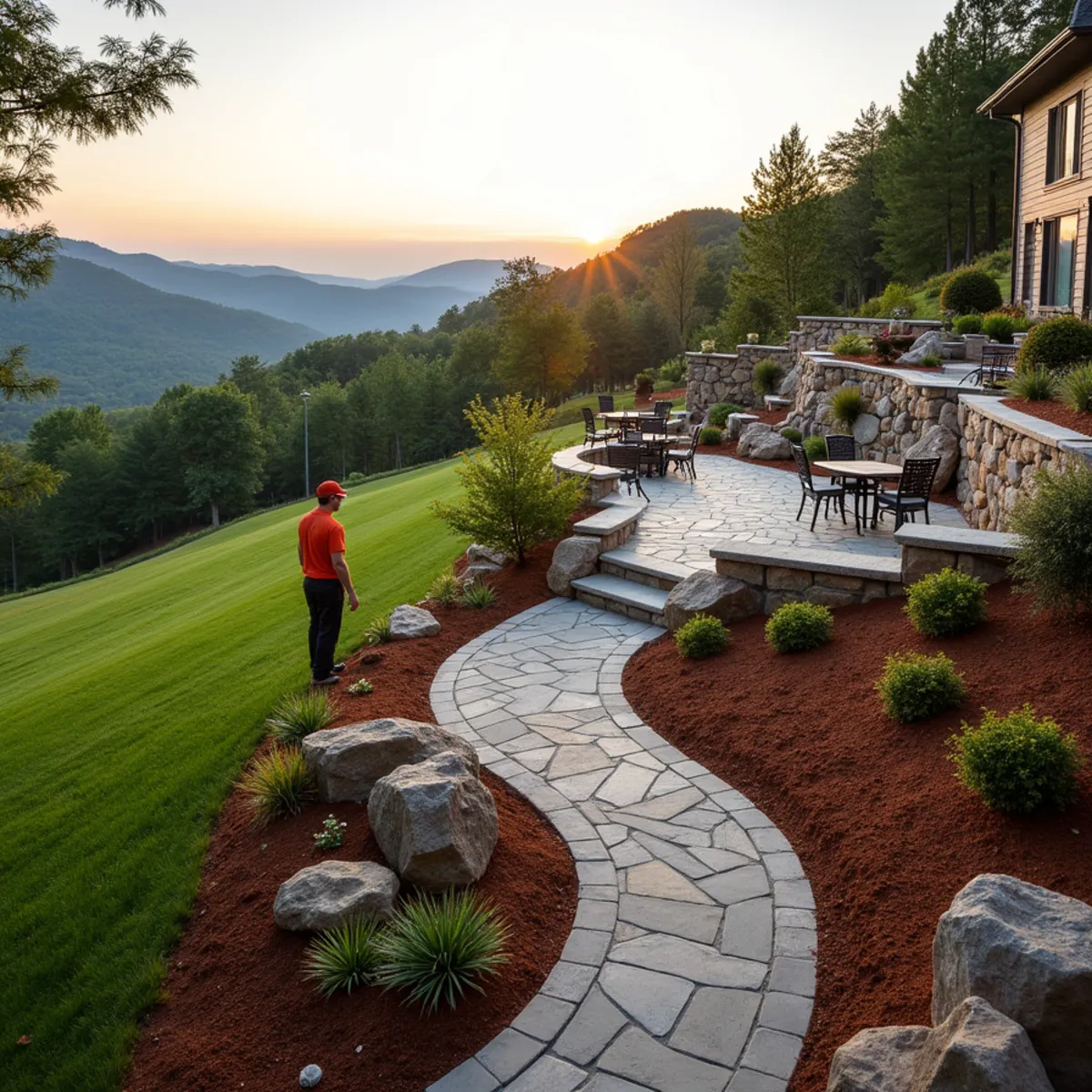 Full mountain estate landscape design and build in North Georgia