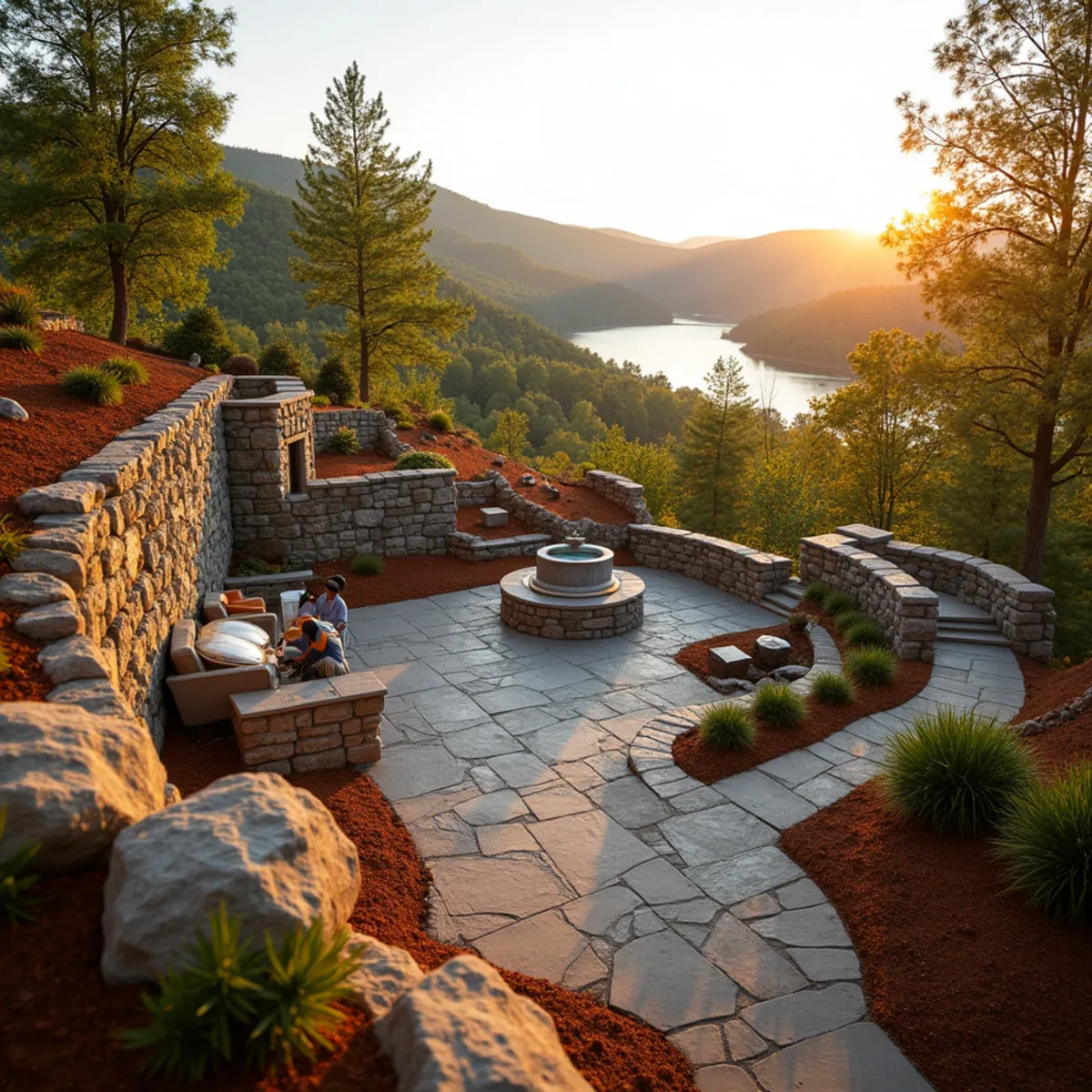 Collage of Kipps Kustom Landscapes mountain and lakefront projects in North Georgia