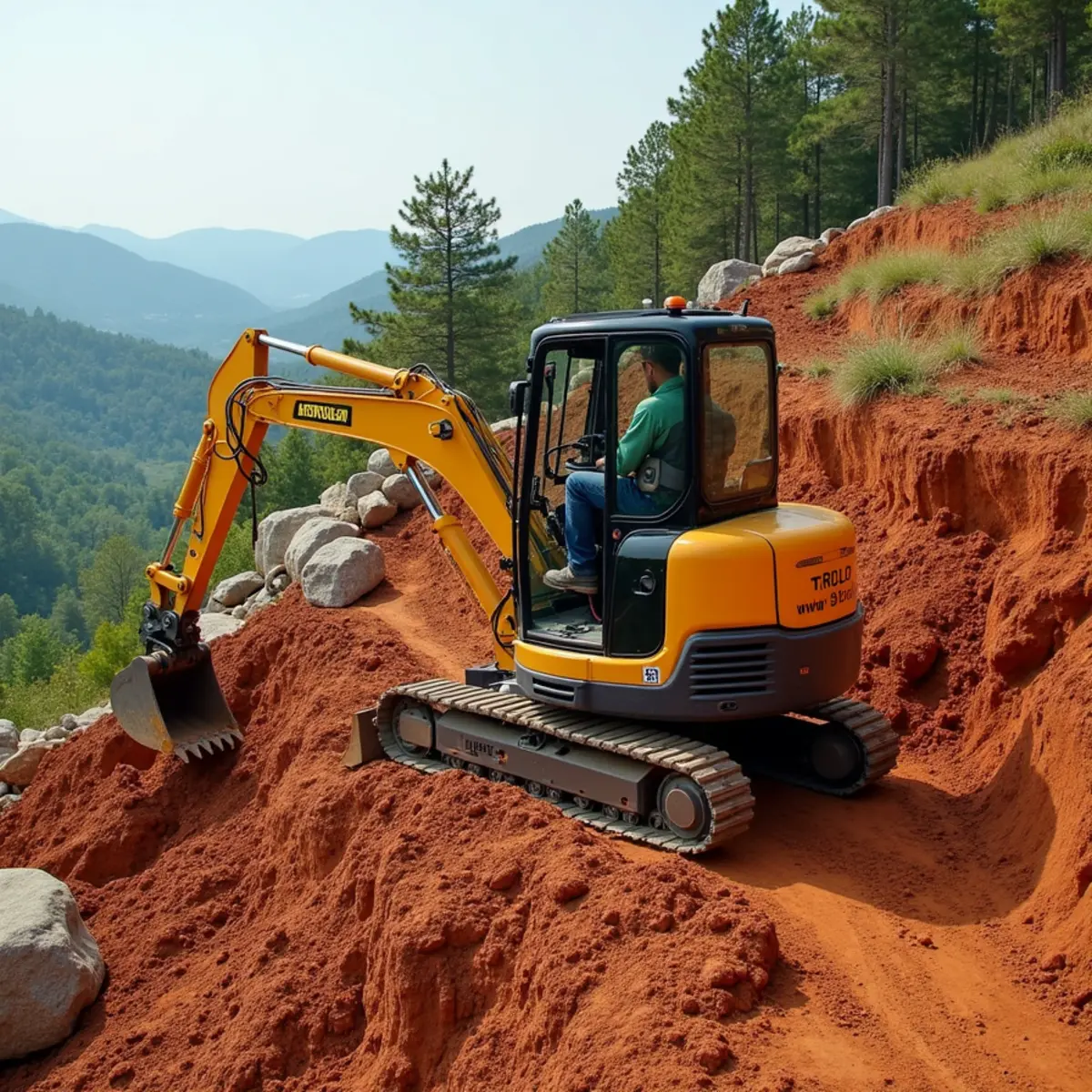 Hillside Excavation & Slope Terracing in progress on a North Georgia mountain property near Clarkesville