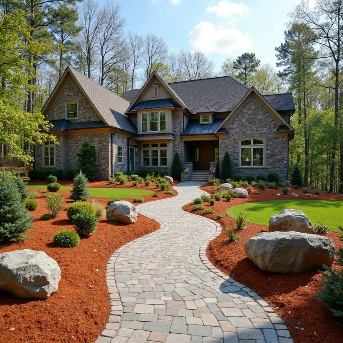 Commercial paver entrance and heavy-duty landscape maintenance along the I-85 corridor in Commerce, GA