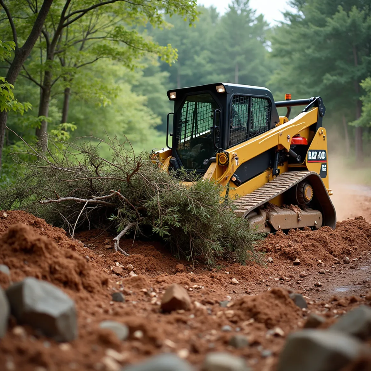 Storm Debris Clearing & Forestry Mulching in progress on a North Georgia mountain property near Clarkesville
