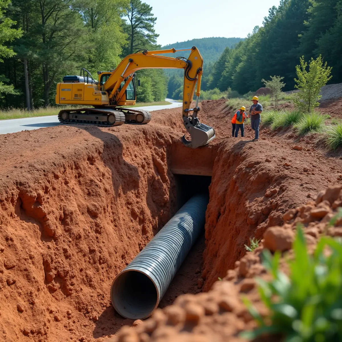 Stormwater Runoff & Gully Repair in progress on a North Georgia mountain property near Clarkesville